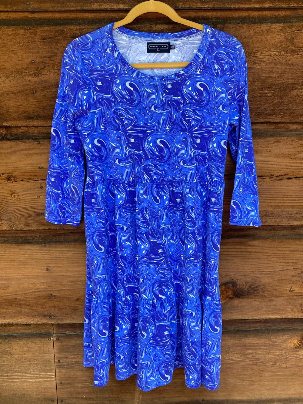 Duffield Lane Blue Swirl Midi Dress